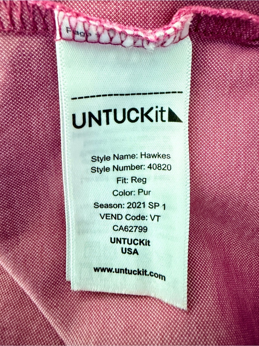 UNTUCKit Hawkes T Shirt XL Pink Purple Crew Neck Premium Basic Tee - Picture 7 of 10